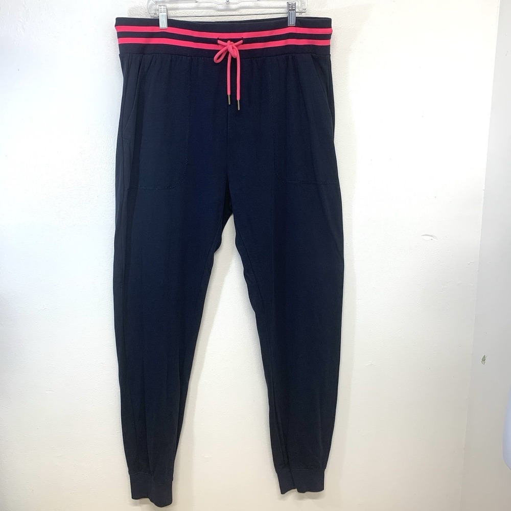 Psycho Bunny Sweatpants Navy Pink Stripe Adult XXL Pockets Drawstring All Cotton